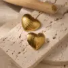 oly-b49f74f1610636c9666dd436fe32a86c Wholesale Heart Shape Earrings In 316 Stainless Steel With 18K Real Gold Plating, Featuring 304 Stainless Steel Posts, Unisex Design