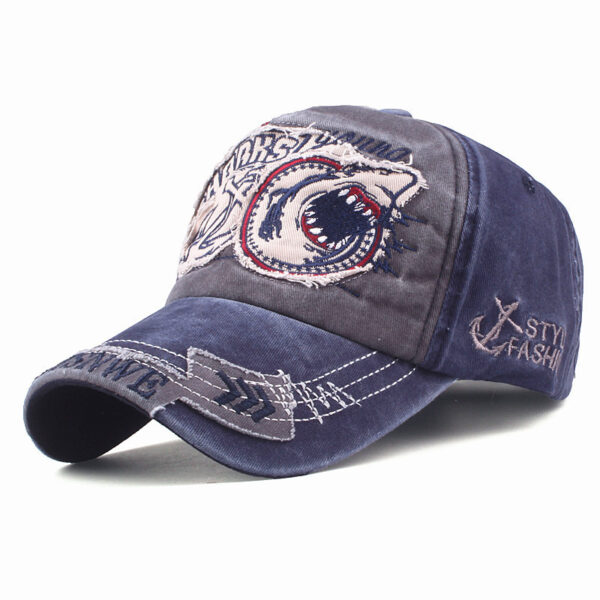 oly-b4a4274a2216afd42e6c84299a716f4d Wholesale Spring and Autumn Sun Hat Men's and Women's Fashion Shark Personalized Cap Washed Baseball Hat