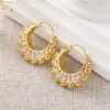 Wholesale Three-dimensional Geometric Earrings For Women In Copper With KC Golden Plated Water Plating And 0.03µm Coating Thickness