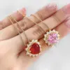 Wholesale 1 Piece Elegant Luxurious Shiny Heart Shape Polishing Plating Inlay Copper Zircon Pendant Necklace