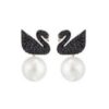 Wholesale Copper bow, dancing heart, swan earrings, heart-shaped crystal earrings