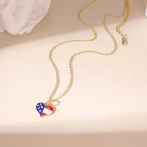American Independence Day Necklace Heart