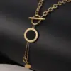 Wholesale Jewelry Simple Style Round Square Heart Shape Titanium Steel Pearl Zircon Toggle Plating Inlay Necklace Cable Chain