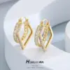 Wholesale Geometric Stud Earrings For Women With Copper Posts, Electroplated And 14K Real Gold Plated Featuring Zircon Inlay