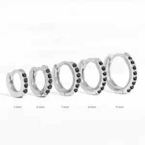 White Gold Color Black Diamond 6mm