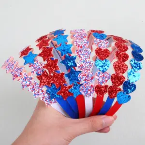 Wholesale Sequin Star Headband Onion Pink Heart-Shaped Headband Independence Day Party Hair Accessory For Women Simple