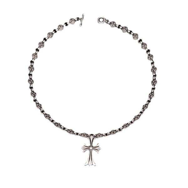 Wholesale   Nightclub Fashion Brand Cross Necklace Handmade Chain Valentine's Day Gift Vintage Imitation Silver Hanging Chain