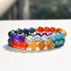 Wholesale Selling Colorful Agate Bracelet for Men and Women 7Chakra Yoga Balance Bohemian Bracelet