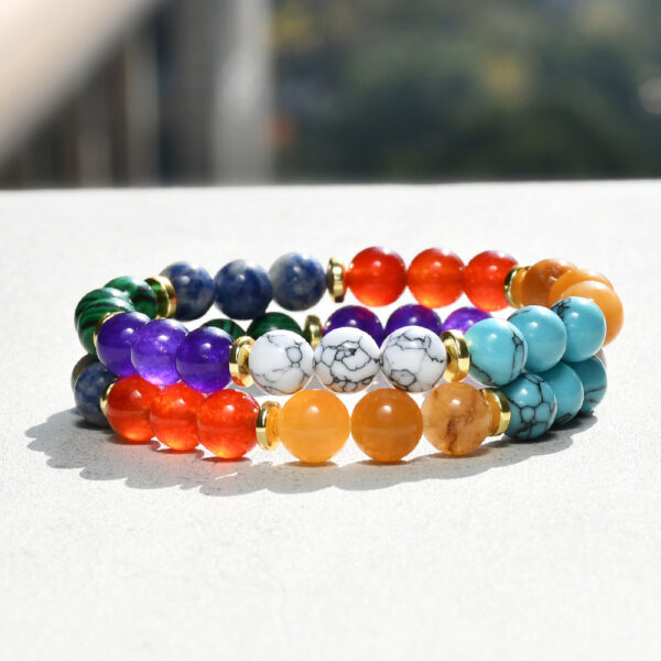 Wholesale Selling Colorful Agate Bracelet for Men and Women 7Chakra Yoga Balance Bohemian Bracelet
