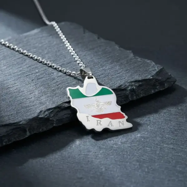 oly-b500973cf19d673e0efb2c4b718e0baa Wholesale Independence Day Map Pendant Necklace For Unisex Featuring 304 Stainless Steel With 18K Real Gold Plated 0.03µm Thickness Cable Chain