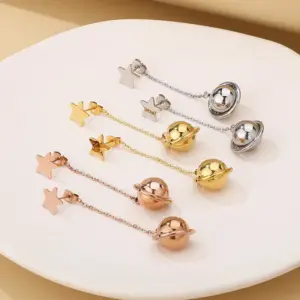 Wholesale 304 Stainless Steel Butterfly PVD Coated Artificial Pearls 18K Real Gold Plated Waterproof Non Tarnish Plating Inlay Drop Earrings