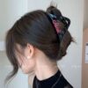 oly-b50a79b2ffda03def01c9664449540aa Wholesale Tanabata Sweet Cool Barbie Pink Letter Grab Velvet High-grade Hairpin Women's Elegant Shark Clip Hair Accessories