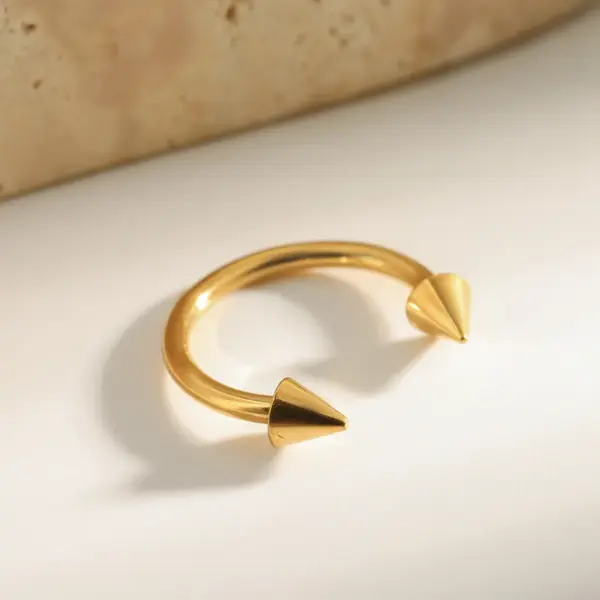 Wholesale Titanium Alloy Gold Plated Vacuum Electroplating (In Furnace) Gold Steel Color Geometric Handmade Unisex Piercing Lip Stud