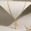 oly-b51275ff31d865a17da56be728d39511 Wholesale Waterproof Non Tarnish Cross Necklace For Adults With 18K Real Gold Plated 304 Stainless Steel And Electroplated Woven Chain