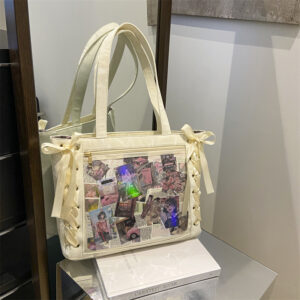 Wholesale Pain Bag Large Capacity Tote Bag Women's Japanese Ribbon Pain jk Sweet Girl Secondary Transparent Large Food Volume Millet