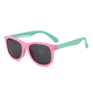 Pink frame Green feet Gray piece / Children's sunglasses