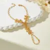Wholesale A Copper Material Classical Style Wheat Spike Geometric 18K Gold Plated Paperclip Chain Women's Interlocking Bracelet