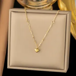[Xlh141] Stitching Heart Necklace / Gold