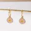 Wholesale Fashionable Plated Flower Earrings Color Preservation Drop Oil Polished Copper Casual Modern Minimalist Style