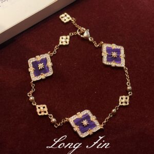 Sl025 champagne gold amethyst three flower bracelet