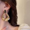 oly-b54f97040ce8dea7bfa838f569bc2a8a Wholesale French Diamond Irregular Metal Pleated Earrings Exaggerated Design Geometric Earrings Fashion Elegant Earrings