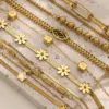 Wholesale New Fashionable Titanium Steel Bracelet 18K Gold Leaf And Flower Design Non-Fading Stylish Women's Jewelry Accessory