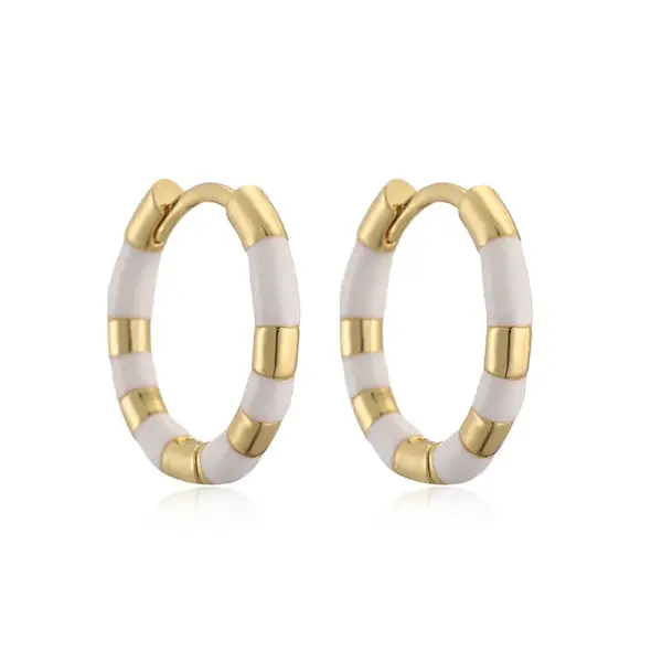 Wholesale 1 Pair Elegant Cute Sweet Round Enamel Plating Copper 18K Gold Plated Earrings