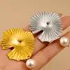 Wholesale 304 Stainless Steel Chrysanthemum Daisy PVD Coated 18K Gold Real Gold Plated Vacation Waterproof Non Tarnish Gold Silver Drop Earrings