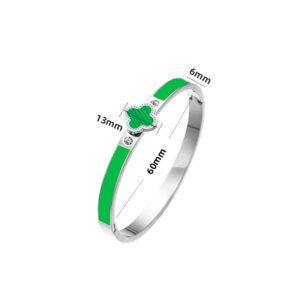 18k four-leaf clover bracelet-steel green