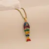 Wholesale Elegant Romantic Fish Pendant Necklace Stainless Steel 304 Vibrant 3D Moving Fish Personalized Jewelry For Women Lobster Clasp