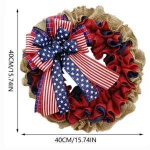 Fabric Ribbon Independence Day Wreath a