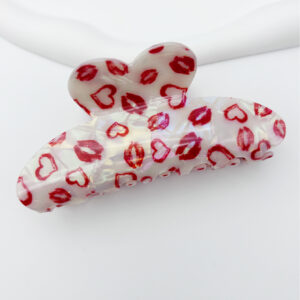 Red lips and white background heart shape