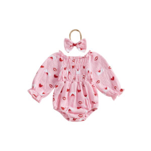 oly-b5972287ae91de5602366a2b4a8e9b57 Wholesale Infants, Girls, Infants and Children Double-layer Zou Valentine's Day Love to Solicit Long-sleeved Hare Hair Ring