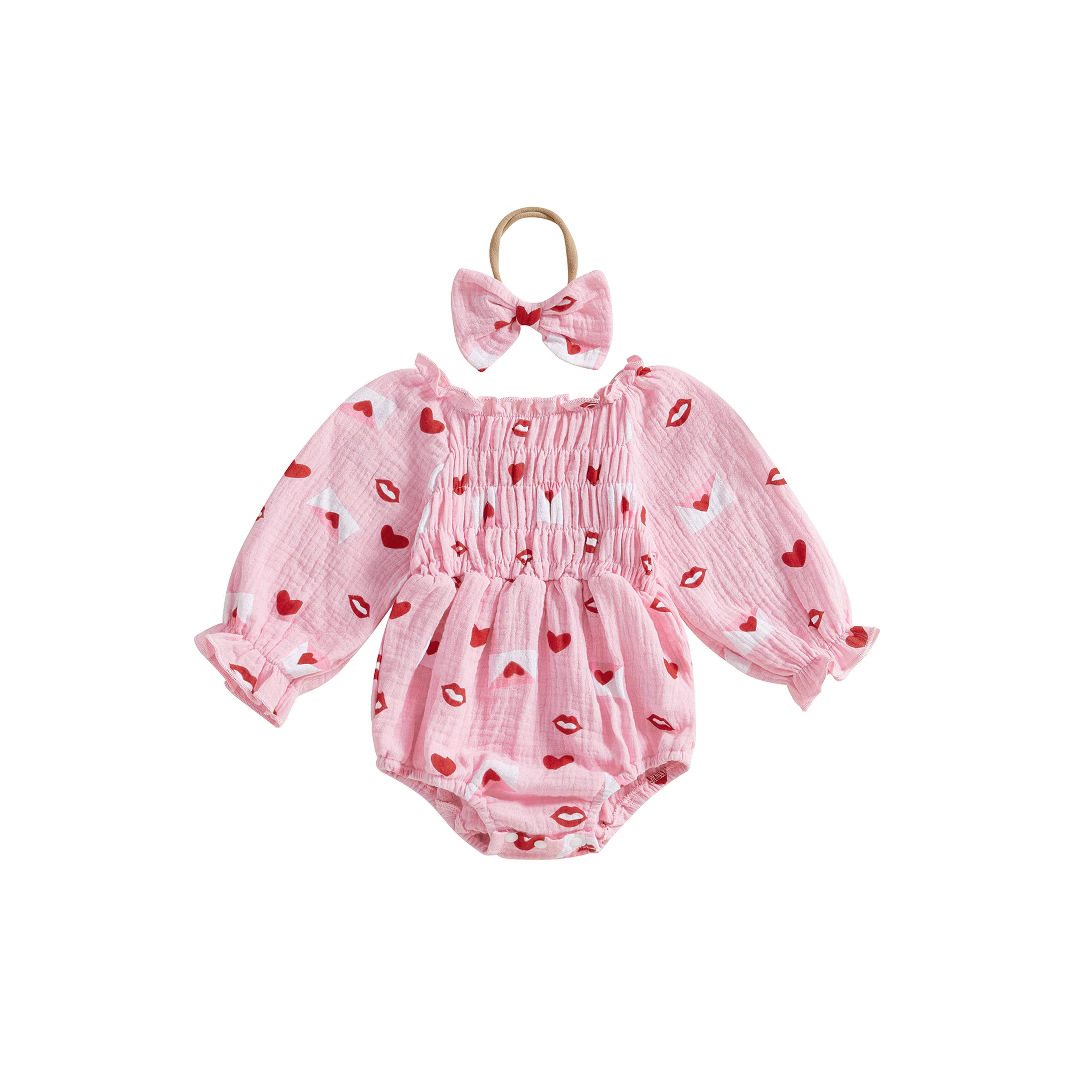 Wholesale Cross-border Infants, Girls, Infants and Children Double-layer Zou Valentine's Day Love to Solicit Long-sleeved Hare Hair Ring