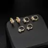 Wholesale Round Drop Earrings For Women With Copper Studs Featuring 14K Real Gold Plated Electroplated Finish And Rhinestone Inlay
