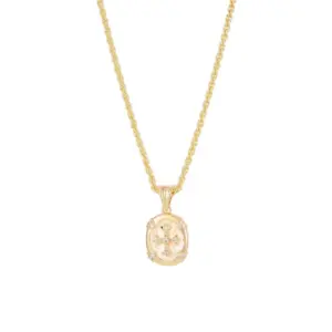 Wholesale Round Copper Pendant Necklace With Zircon Inlay On Snake Chain, Unisex Jewelry Accessory