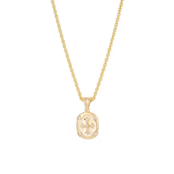 Wholesale Round Copper Pendant Necklace With Zircon Inlay On Snake Chain, Unisex Jewelry Accessory