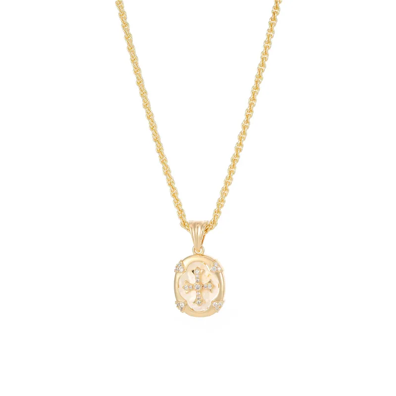 Wholesale Round Copper Pendant Necklace With Zircon Inlay On Snake Chain, Unisex Jewelry Accessory