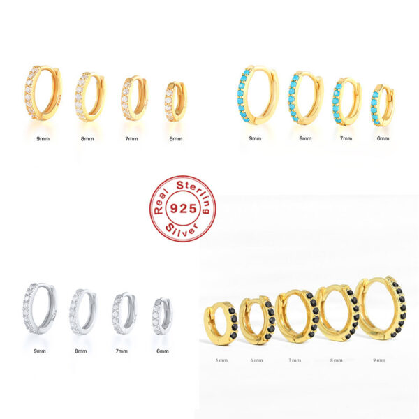Wholesale Silver hoop earrings, cuff earrings, colored zircon hoop earrings