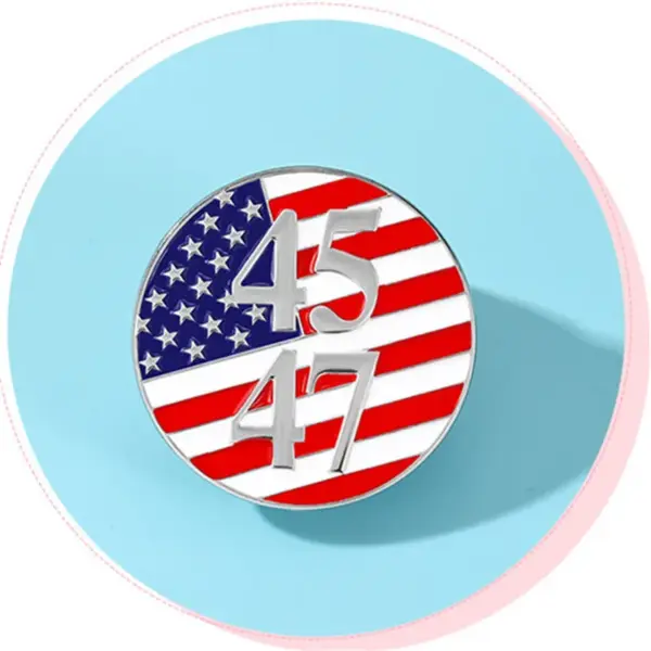 Wholesale American Flag Cartoon Pinback Badge Alloy Pin Featuring Stamping Craft In Multicolor