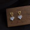 oly-b5b2f8625937f0614bb5f4ce2d1d5cea Wholesale Korean Style Explosions Romantic Love Shape Peach Powder Earrings Women's Style Fresh Sweet Simple Sweet Cool Super Flash Earrings Trendy