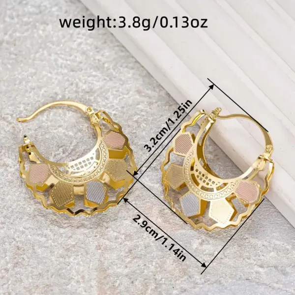 Wholesale Three-dimensional Flowers Earrings For Women In Copper With KC Golden Water Plating And 0.03µm Thickness