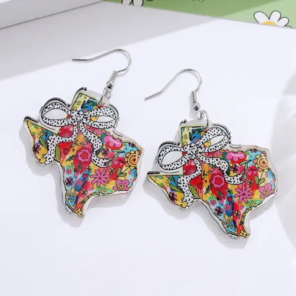 Wholesale Retro Map Print Acrylic Drop Earrings For Women With 304 Stainless Steel Ear Pins