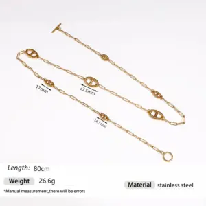 XL-101068-3 [4*12 Embossed Paperclip Chain Style] / XL-10168 [Length 80cm]