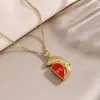Wholesale Sweet Couple Necklaces For Valentine’s Day Featuring Heart Shape Design In Titanium Steel, 1 Pair, Golden