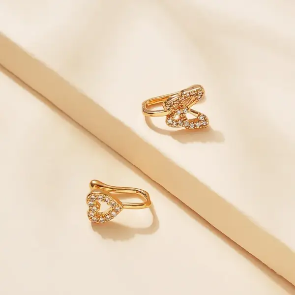 Wholesale Fashionable U-Shaped Rhinestone-Embedded Butterfly Heart Fake Nose Ring Piercing Jewelry No Hole Butterfly Nose Stud For Men And Women