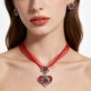 Wholesale Alloy Edelweiss Necklace Set, Beer Festival Luxury Retro Heart-Shaped Diamond Jewelry