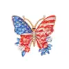 Wholesale Butterfly Pin In Red Zinc Alloy Featuring Diamond Craft, Perfect For Independence Day