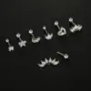 Wholesale 1 Piece 316L Stainless Steel Zircon Ear Cartilage Rings & Studs Moon Heart Shape Flower Waterproof Non Tarnish Surgical Steel Women'S