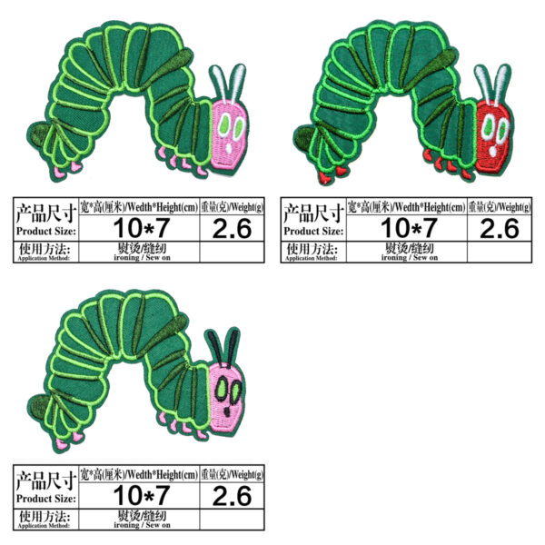 Wholesale Green caterpillar embroidered round-faced monkey and bee patch